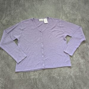 Kathie Lee Purple Vintage Button Up Cardigan Vneck  Size XL(16-18)